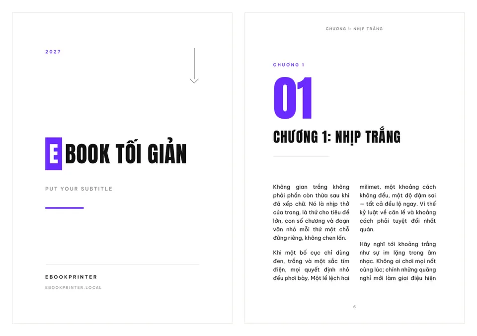 minimal-mono — bìa và trang ruột dựng bằng Ebook Printer