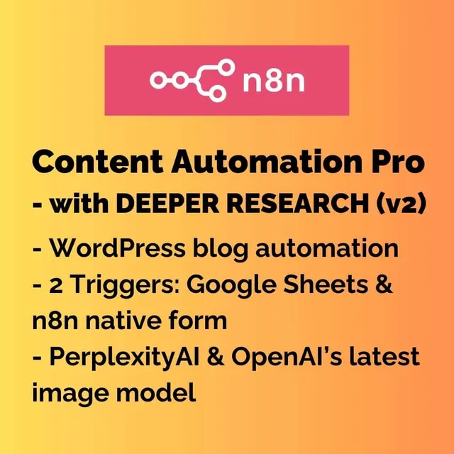 N8N Content Automation Pro - with DEEPER RESEARCH - WordPress Blog Automation